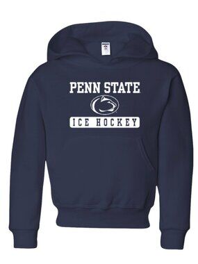 New! NCAA Penn State HOCKEY Hoodie PSU Nittany Lions Blue White Youth M - GILDAN